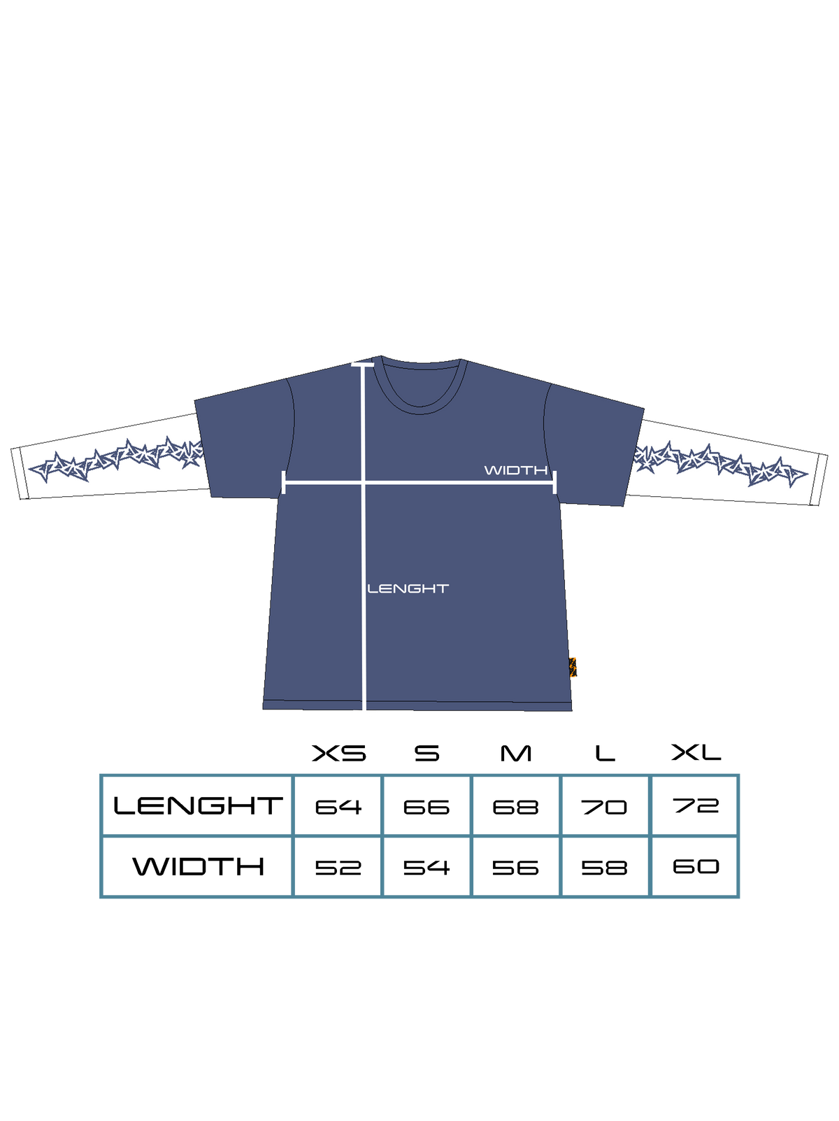 Größen & Passform — BLAU GEWASCHENES LAYER T-SHIRT