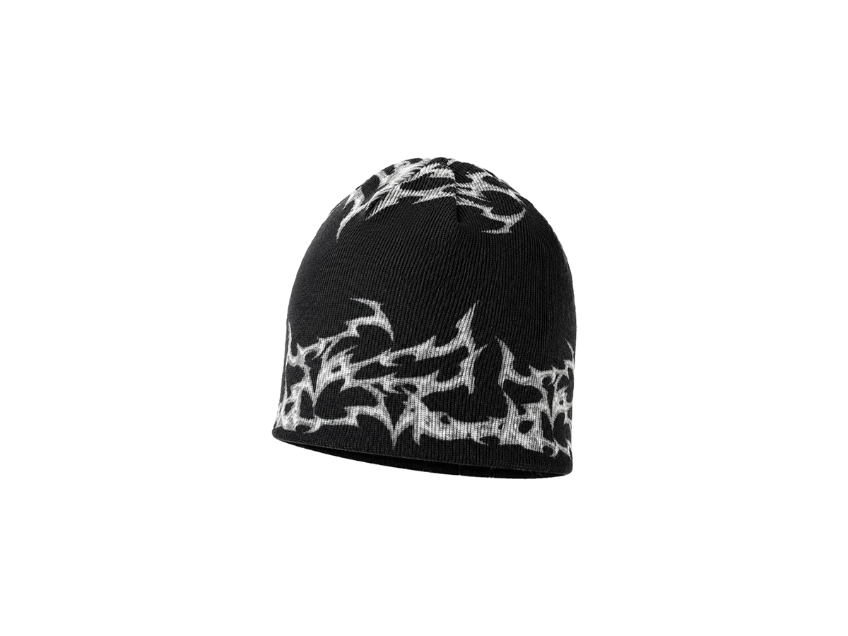 BLACK GREY ORNAMENTS BEANIE SIDE ARTS - Bonnet streetwear - Beanie SIDE ARTS (1)
