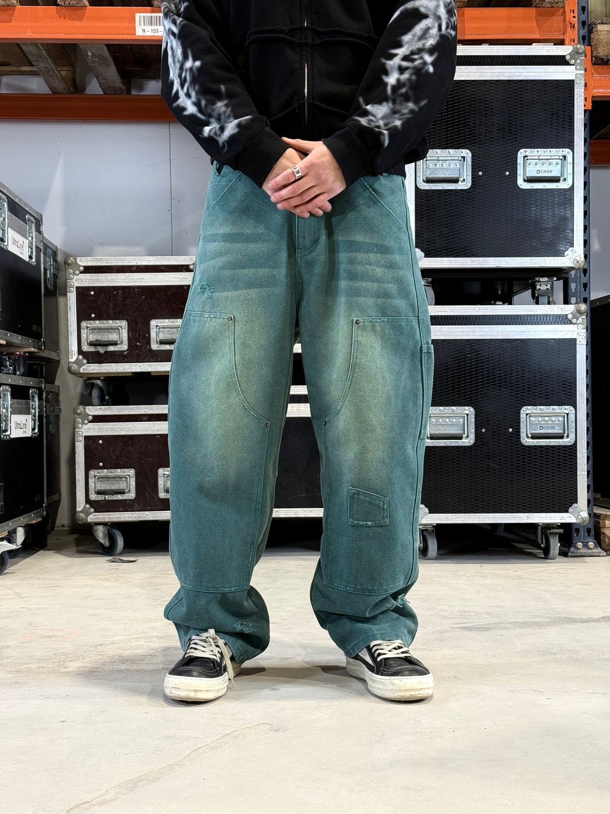 VINTAGE GRÜN DOPPELTES KNIE - Hose SIDE ARTS (3)
