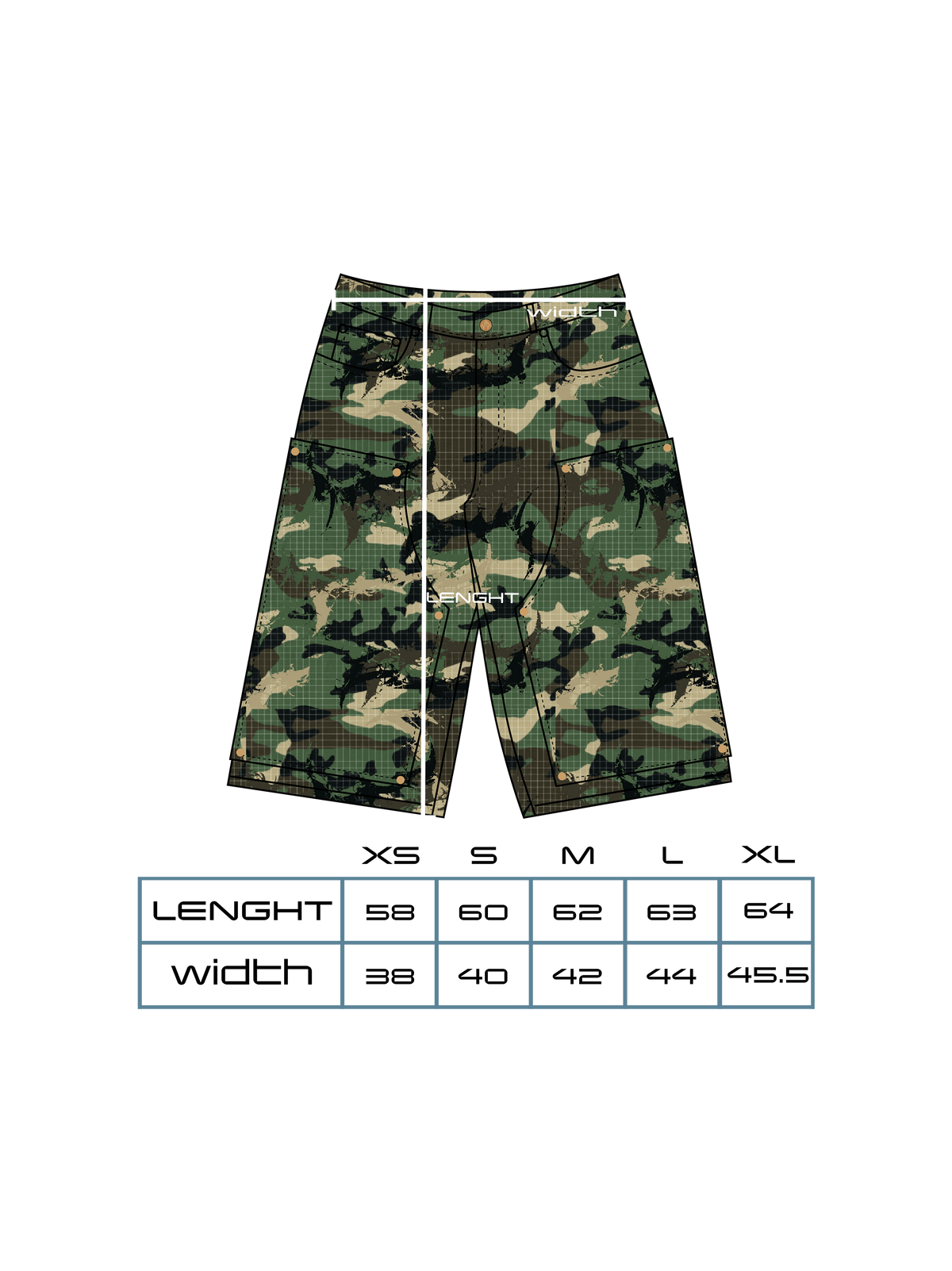 Tailles & coupe — NEEDLEPUNCH CAMO PATCH SHORT