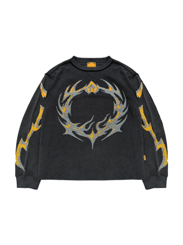ORNAMENTS WAFFLE BLACK - Long Sleeve SIDE ARTS