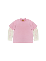 T-shirt superposé rose délavé