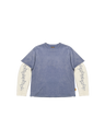 BLAU GEWASCHENES LAYER T-SHIRT