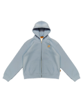 ICE BLUE HEAVY WAFFLE ZIP HOODIE