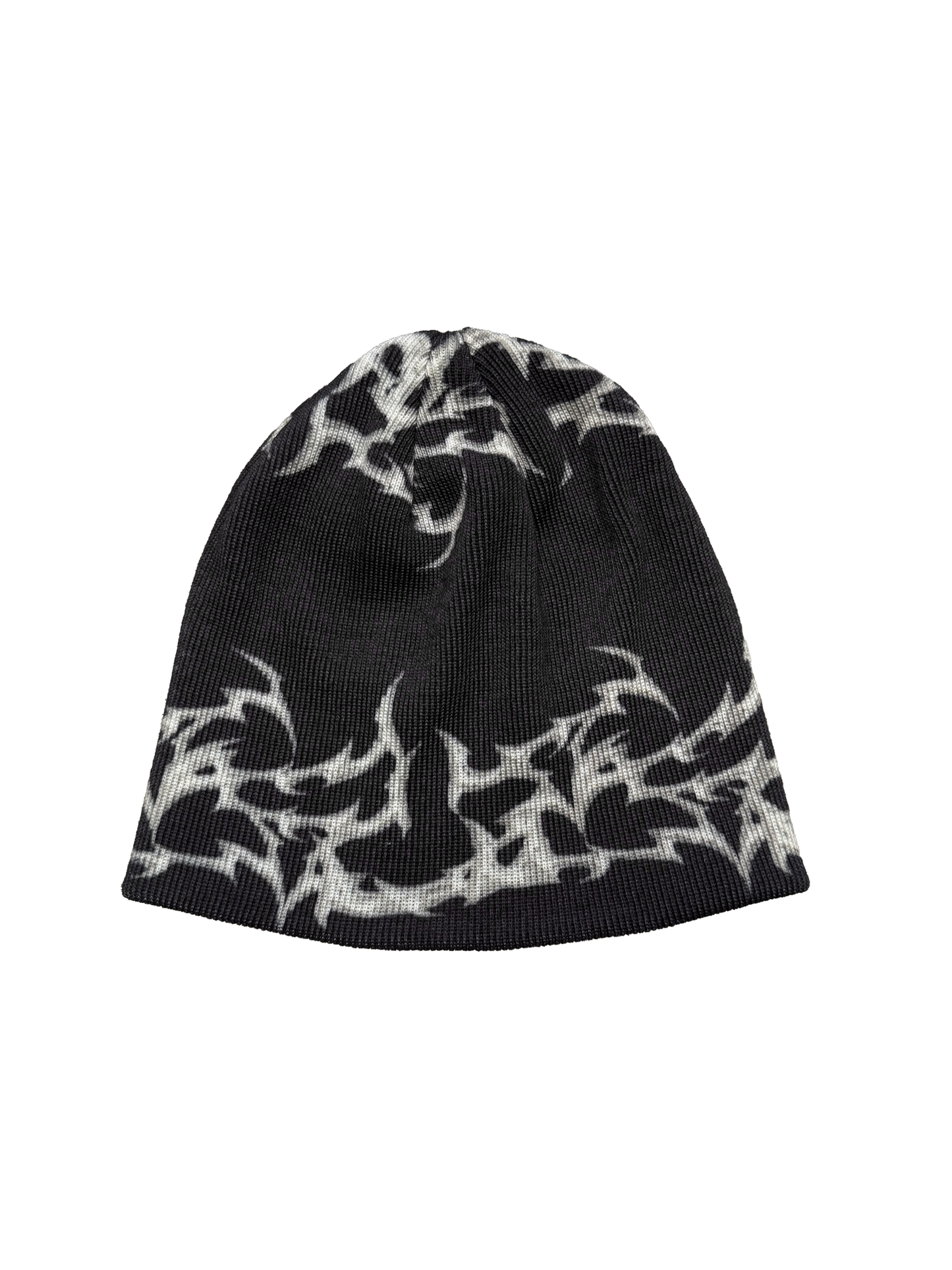 BLACK GREY ORNAMENTS BEANIE