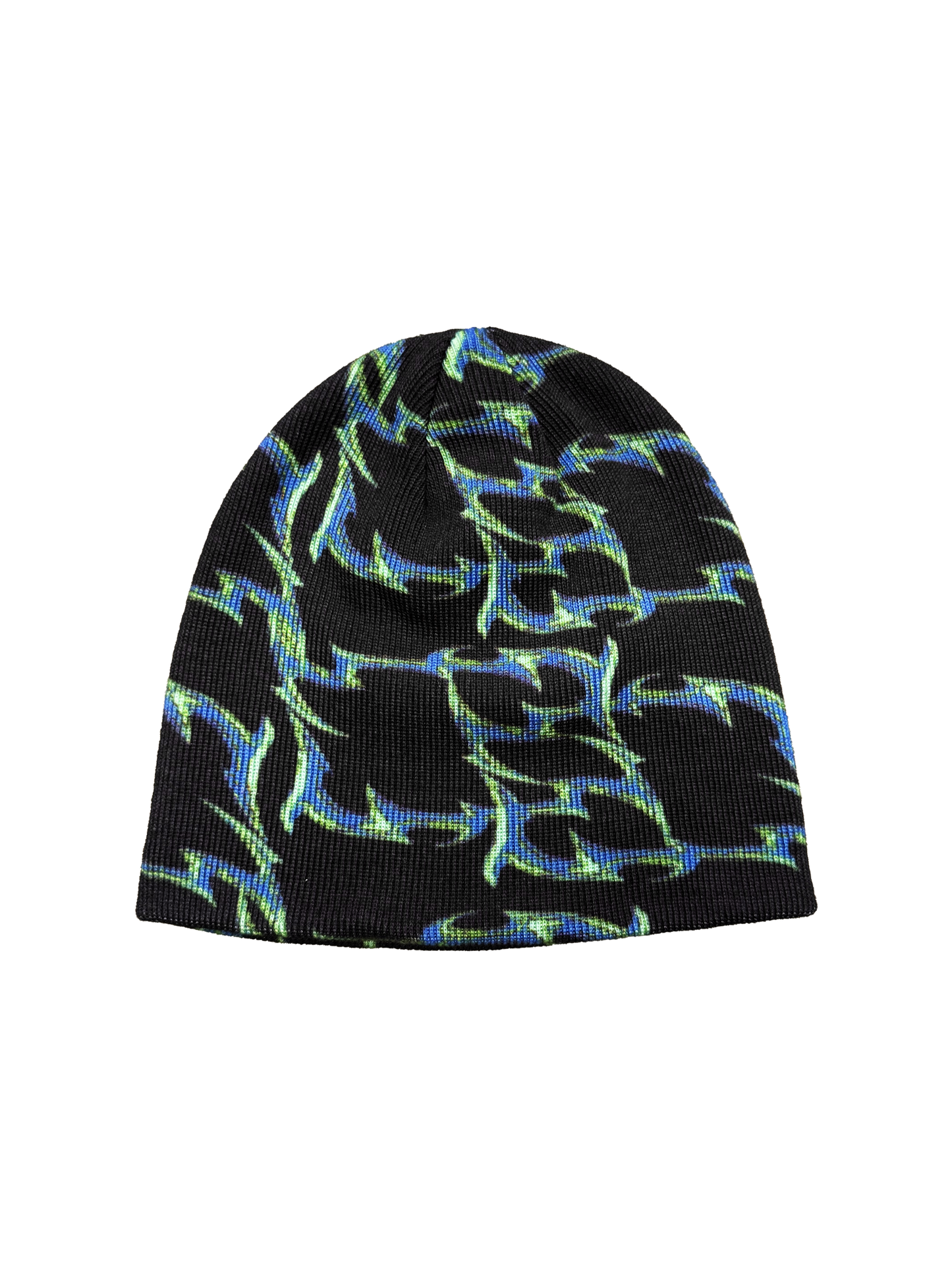 BLACK BLUE ORNAMENTS BEANIE