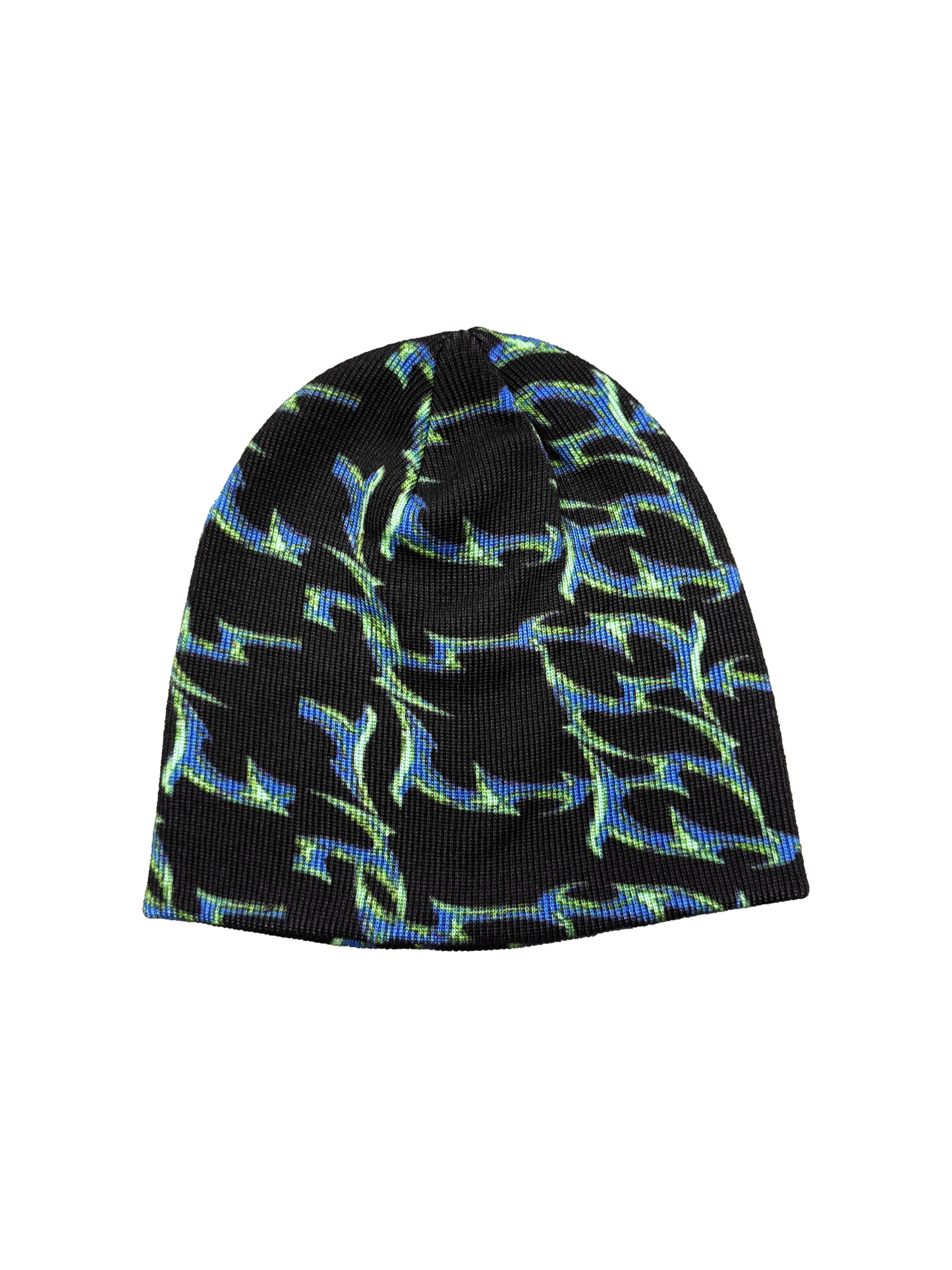 BLACK BLUE ORNAMENTS BEANIE